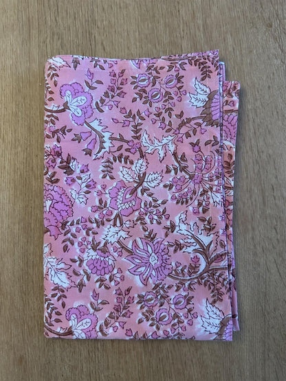 Kjøkkenhåndkle Fleur pink blokkprint