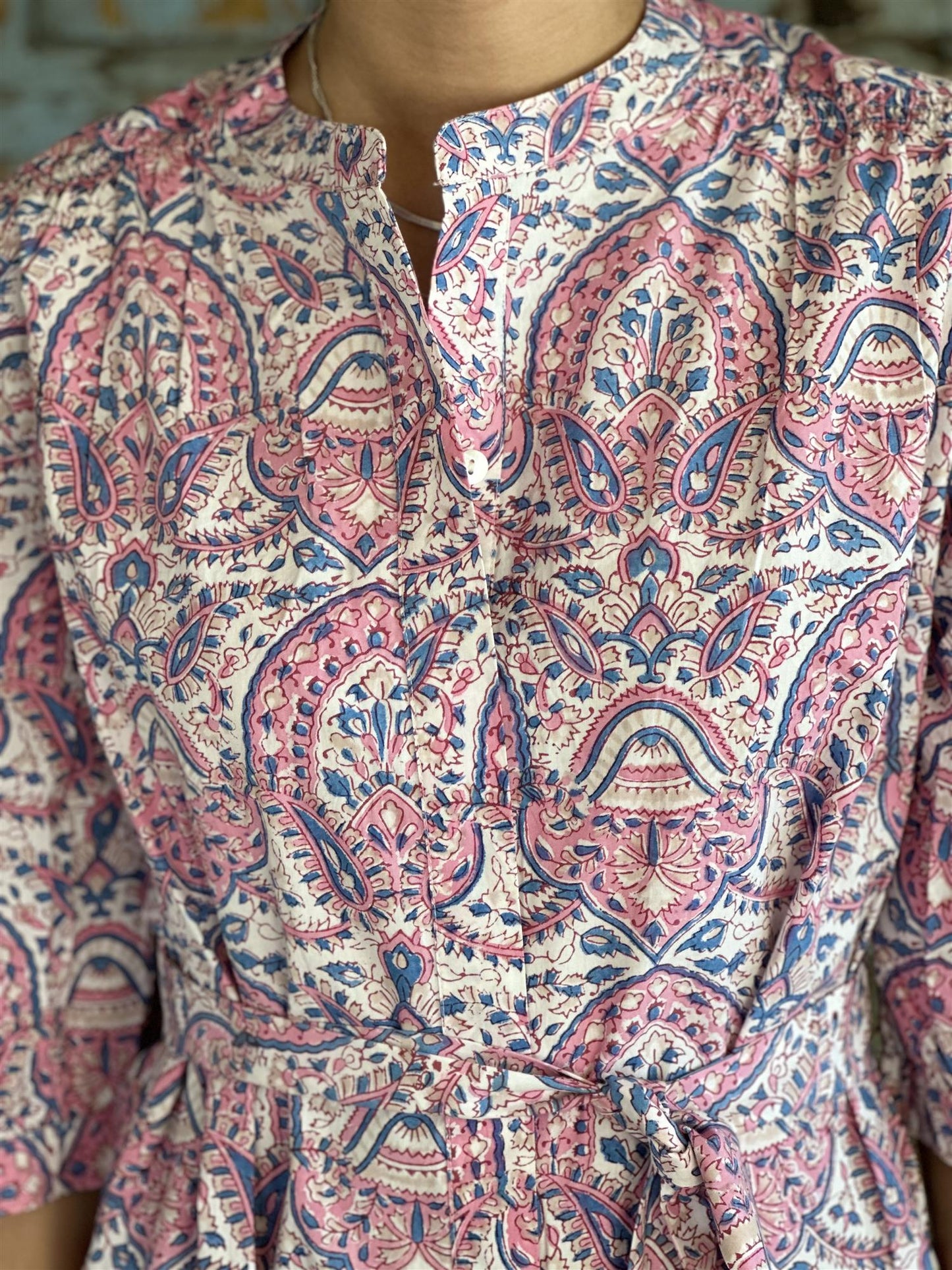 Othilia kjole i poplin med belte rosa