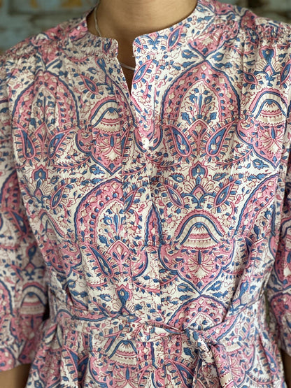 Othilia kjole i poplin med belte rosa