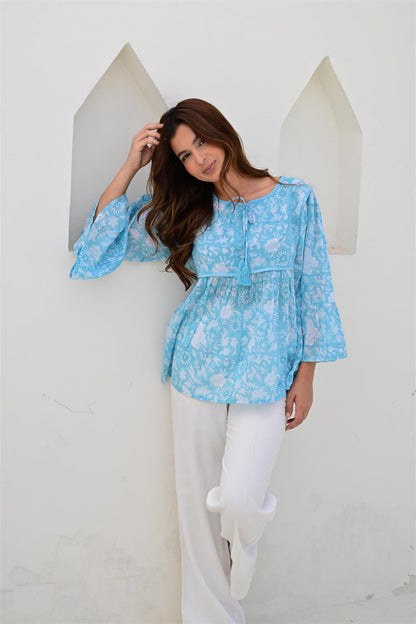 Lyon bluse ocean blue