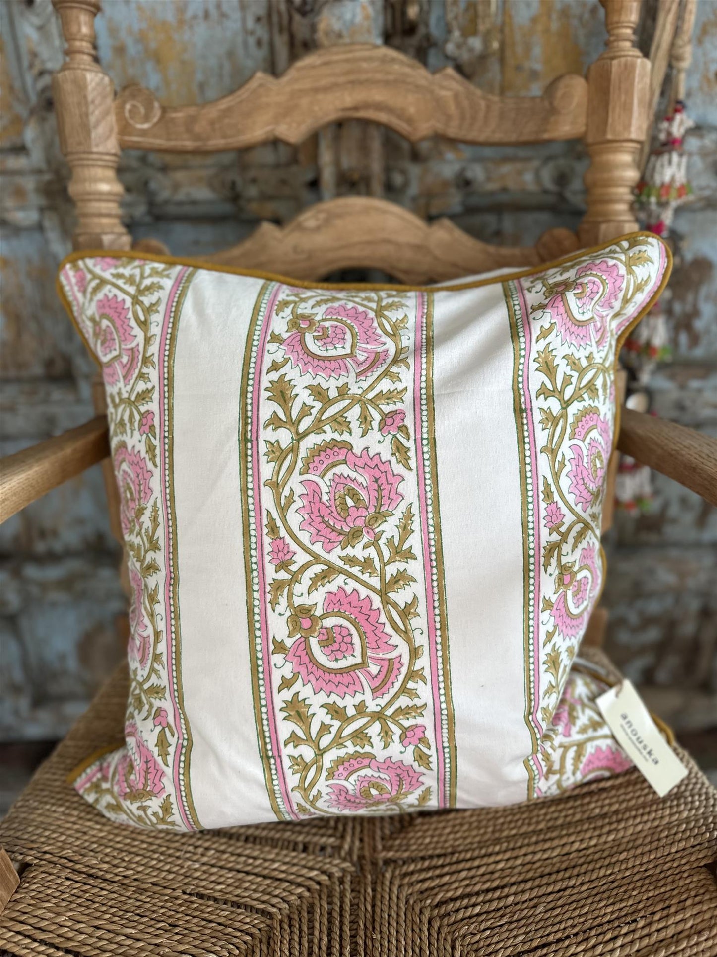 Putetrekk rulour blokktrykk 50x50 cm rose border