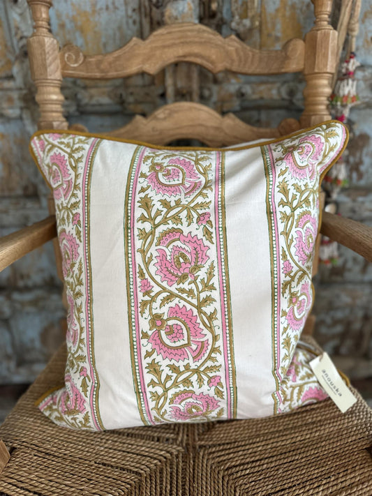 Putetrekk rulour blokktrykk 50x50 cm rose border