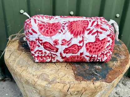 Sminkepung blokktrykket raspberry