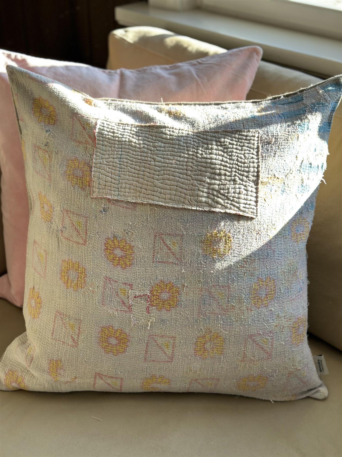 Putetrekk vintage kantha 50x50 cm Nr 72