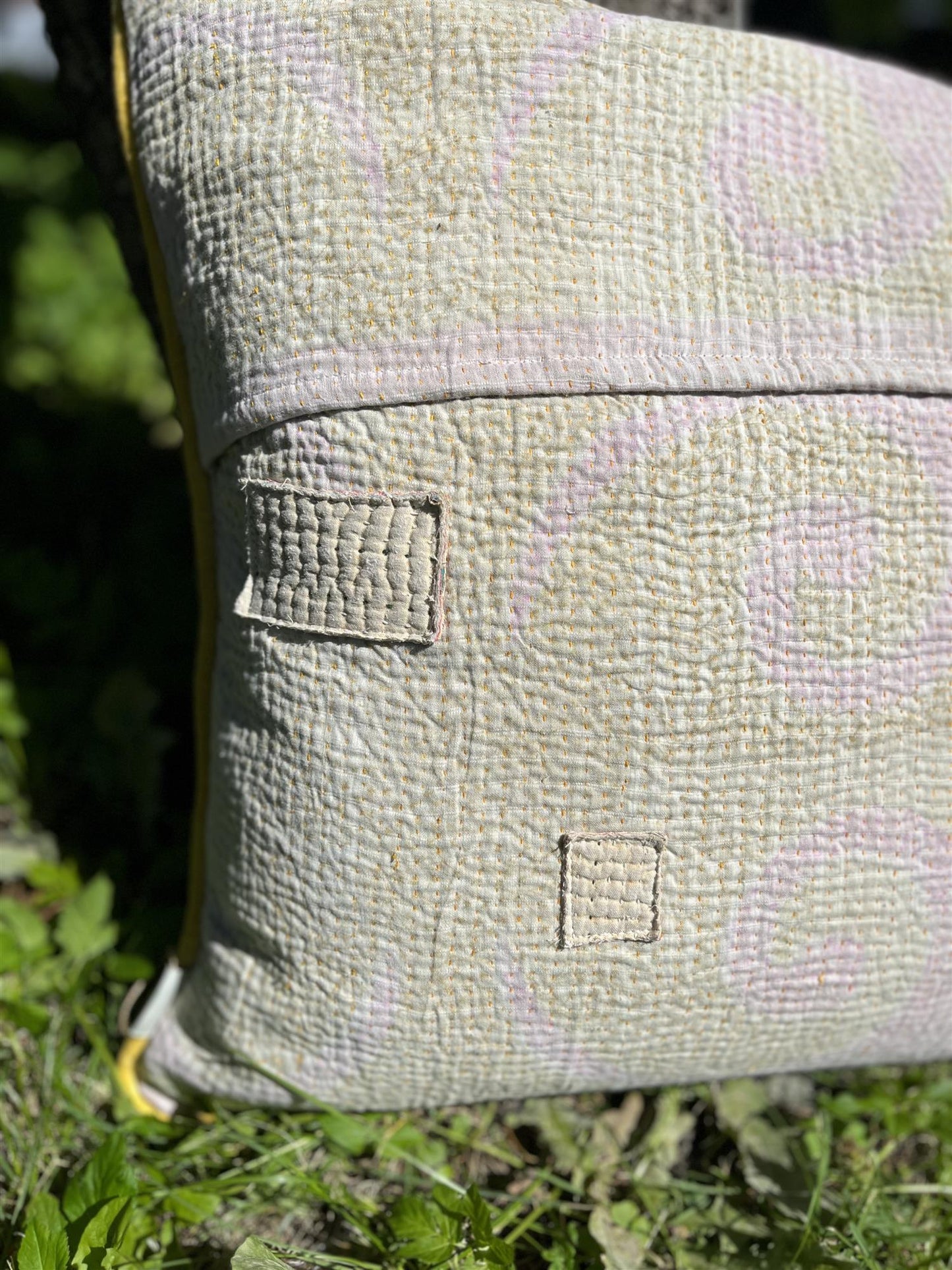 Putetrekk vintage kantha med rulour 50x50 cm #10
