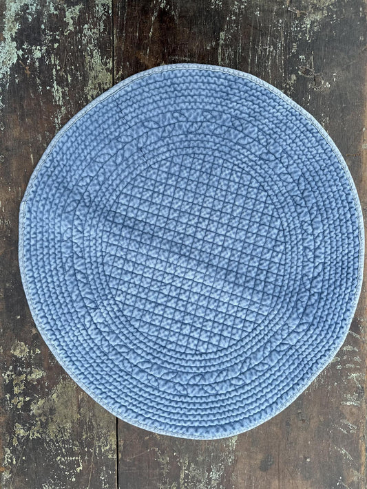Spisebrikke velur rund Ø: 40 cm Moonlight blue