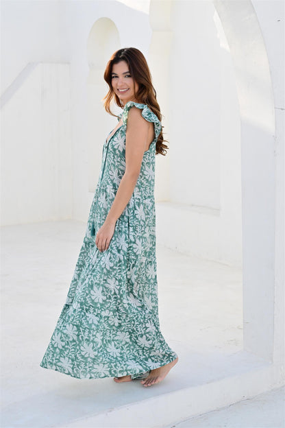 Nice kjole lang teal green lurex
