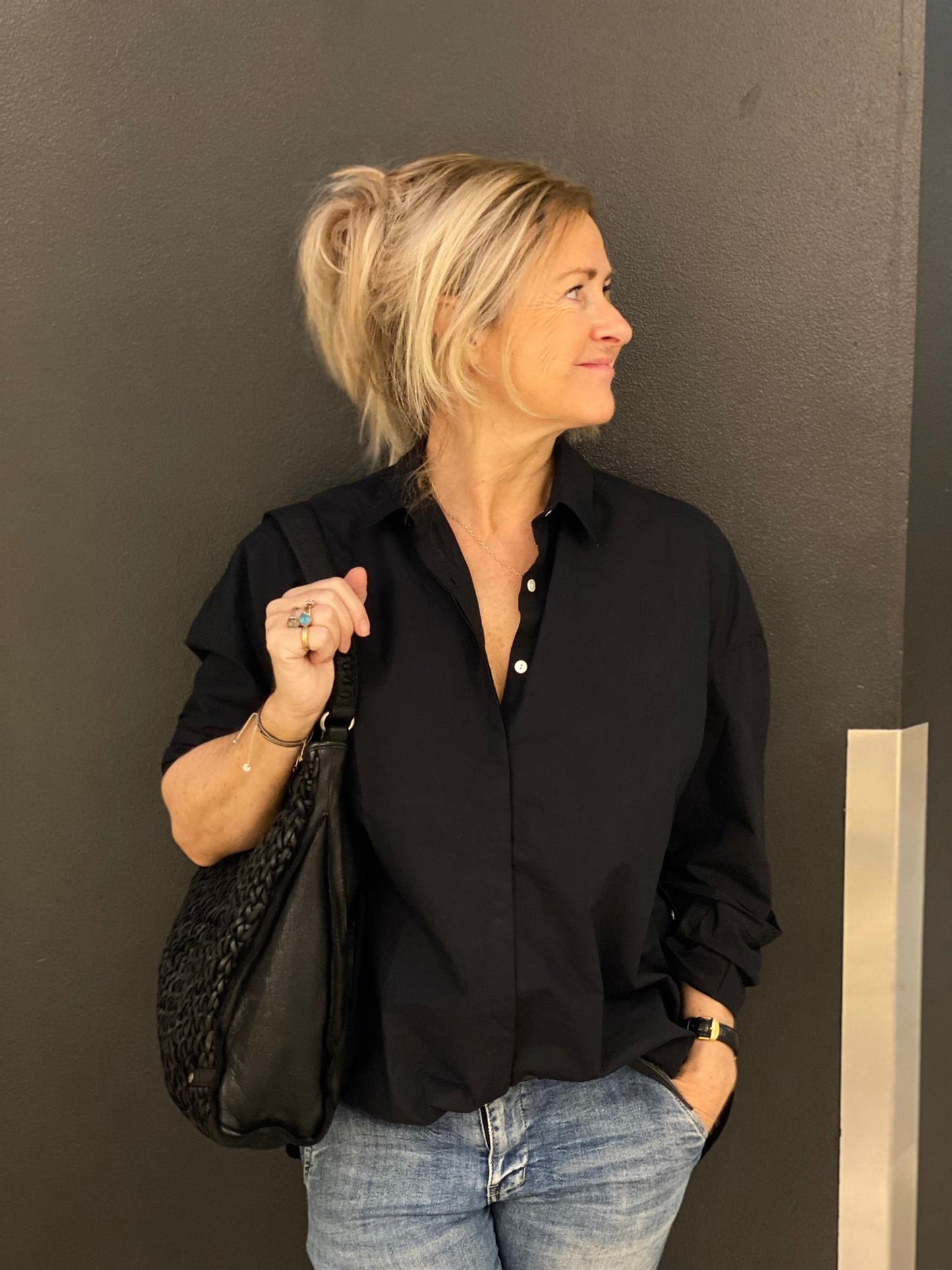 Tina boyfriend skjorte  black