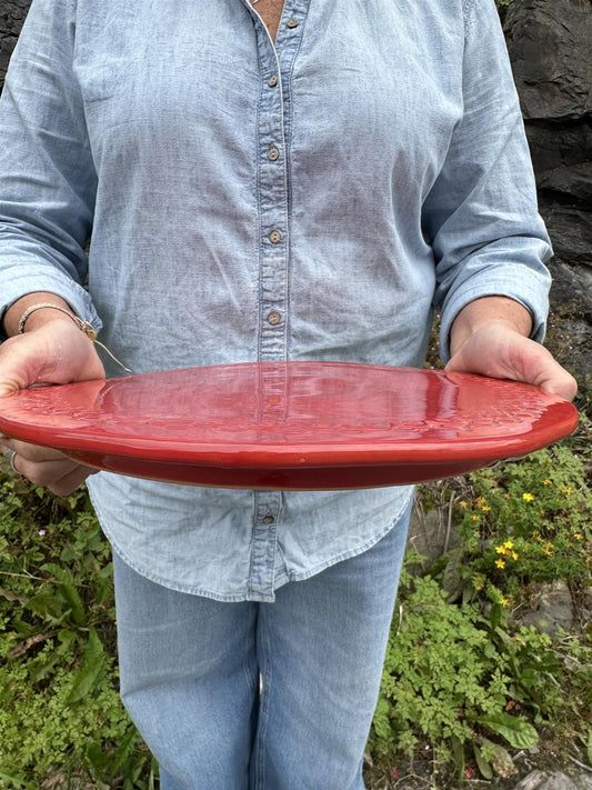 Fat på lav stett Ø: 30 cm rød