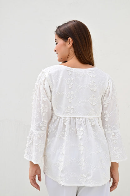 Paris bluse brodert off white
