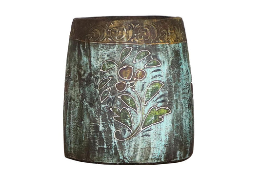 Trepotte malt vintage H20 cm grønn