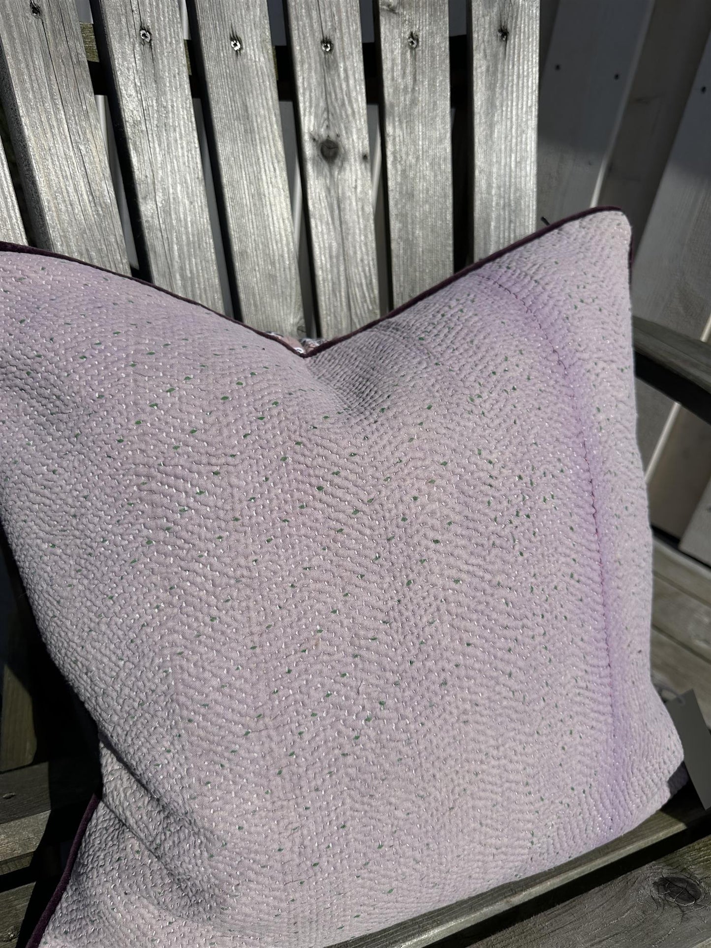 Putetrekk vintage kantha blokktrykket bakside 50x50 cm Nr 4