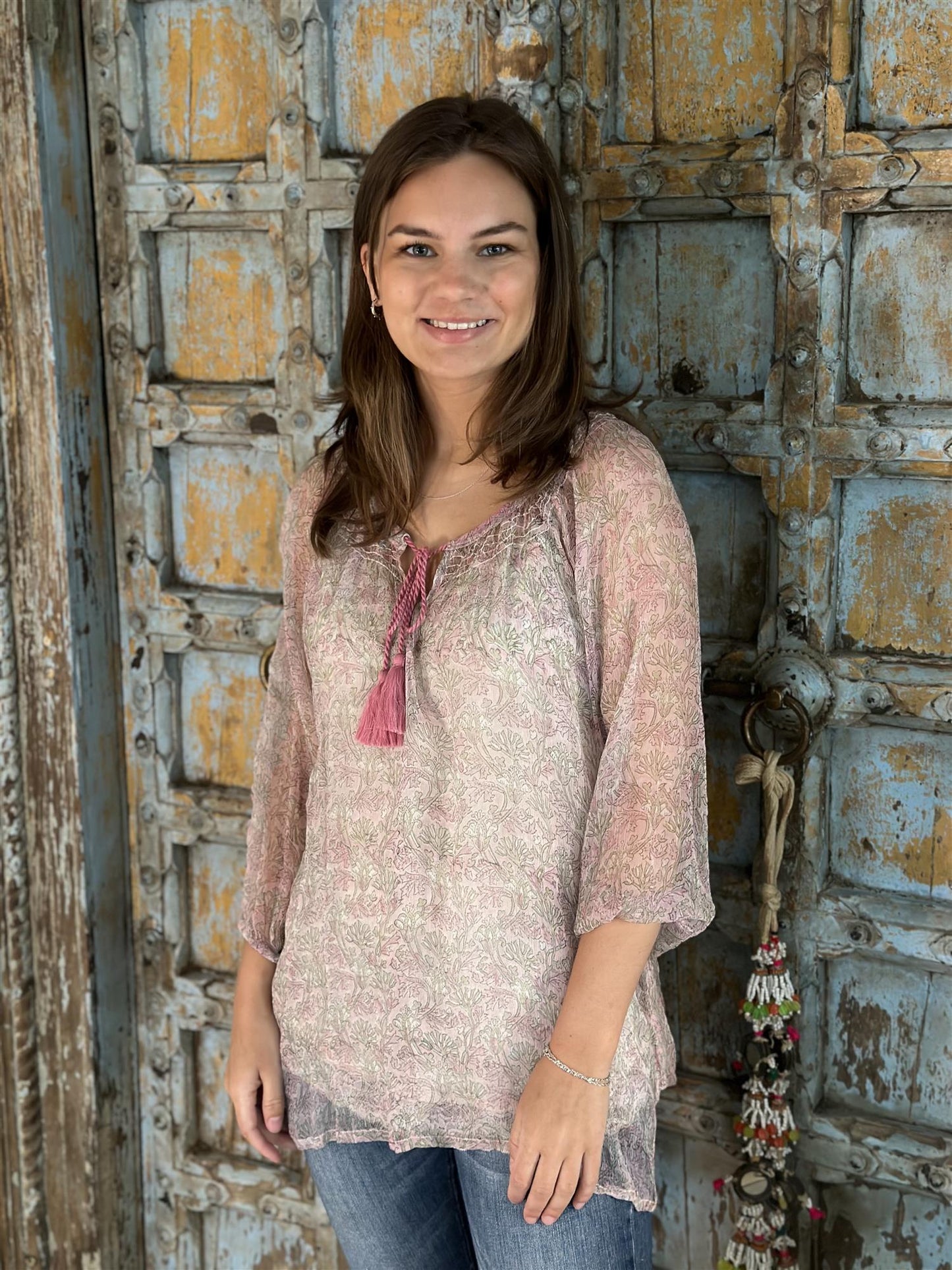 Nathalie bluse chiffon rosa