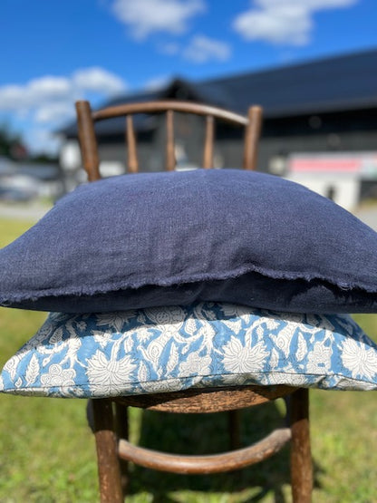 Putetrekk 100% lin 50x50cm navy