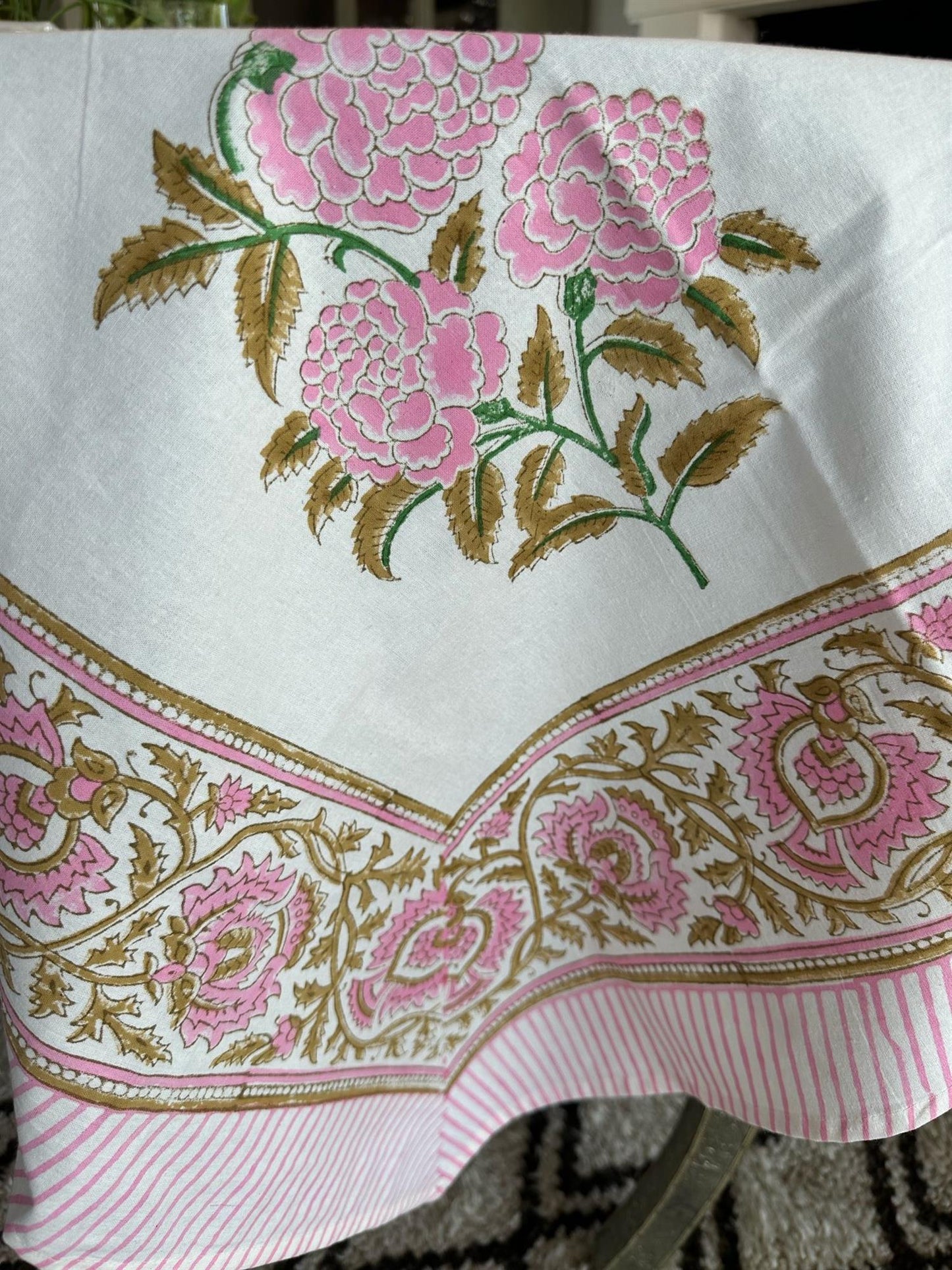 Duk blokktrykk 150 x 250 cm roses